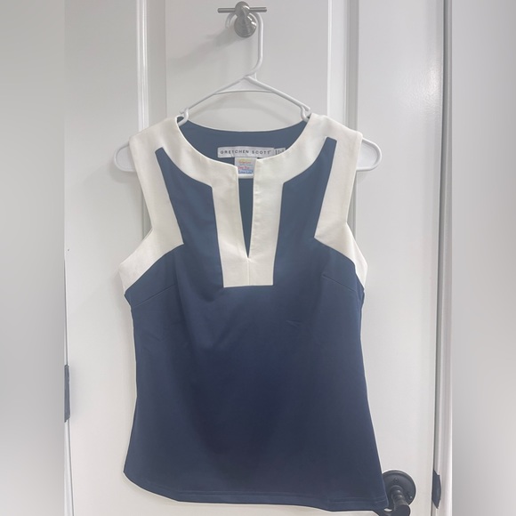 Gretchen Scott Tank with built in bra- navy/white XXS - Picture 2 of 4